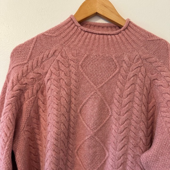 J. Crew Dusty Rose Cable Knit Mock Neck Sweater | Size Small - Picture 4 of 9